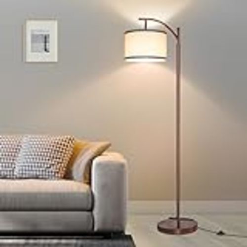 【Upgraded】 Dimmable Floor Lamp, 1000 Lumens LED Edison Bulb Included, Arc Floor Lamps for Living Room Modern Standing Lamp with Shade, Tall Lamps for Living Room Bedroom Office Dining Room - Brown - Amazon.com