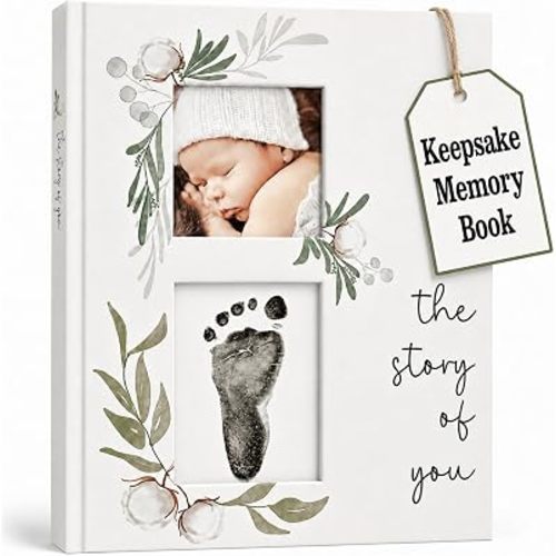 Baby Book Keepsake - Simple Baby Milestone Book for Boy or Girl - Baby Journal & Pregnancy Memory Book - Monthly Milestone Record Baby Books for Baby Shower - Modern Gender Neutral Style Gift for Moms