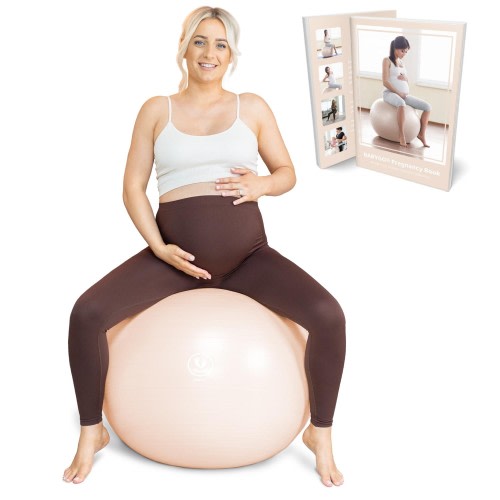 BABYGO® Birthing Ball for Pregnancy & Labor + Our Award Winning Book - Exercise, Birth & Recovery Plan, 5X Stronger Than a Yoga Ball with Eco Friendly Material (Nude, 55cm)