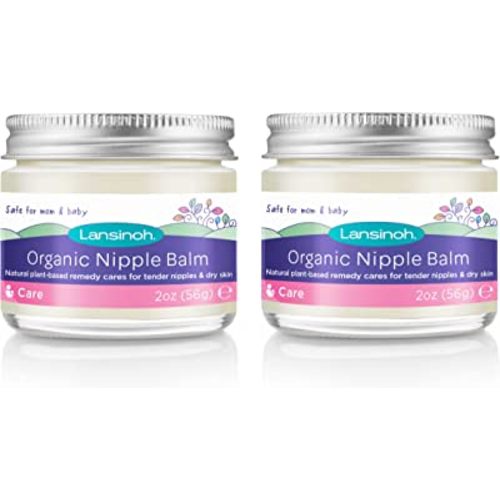 Lansinoh Organic Nipple Butter, Nipple Cream Safe for Breastfeeding Baby, Postpartum Essentials for Mom, 2 Pack, 4 Ounces Total