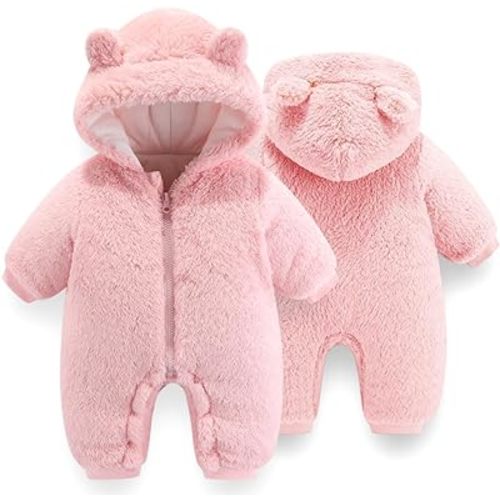 UVIPC Baby Newborn Bear Outfit Fleece Snowsuit Winter Clothes Hooded Jumpsuit Romper for Baby boy girl