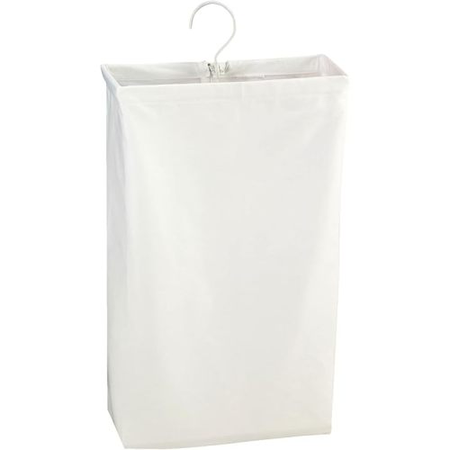 Household Essentials 148 Hanging Cotton Canvas Laundry Hamper Bag | White, 6" x 16" x 27" (Length x Width x Height)