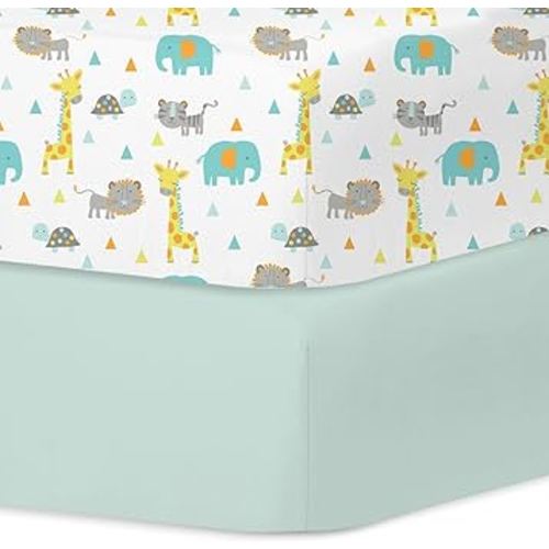 Little Grape Land Crib Sheets 2 Pack for Boys and Girls, Baby Neutral Crib Fitted Sheets for Standard Crib & Toddler Mattress, Super Soft Breathable Fitted Crib Sheet Set, Woodland Animal
