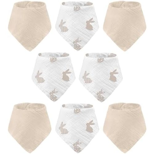 Muslin Baby bibs for drooling and teething, 100% cotton, Bibs for baby girl, Muslin bibs for boys (8 Pack)