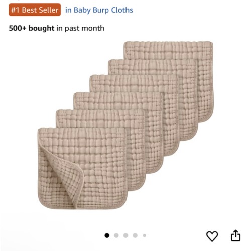 Looxii Muslin Burp Cloths 100% Cotton Muslin Cloths Large 20''x10'' Extra Soft and Absorbent 6 Pack Baby Burping Cloth for Boys and Girls (Brown)