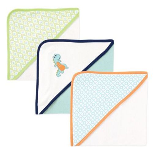 Luvable Friends Baby Boy Cotton Terry Hooded Towels, Dinosaur, One Size