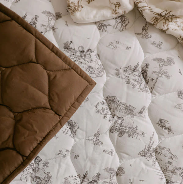 Western Toile Quilted Playmat - Organic Cotton Baby Playmat – The Gilded Bird US