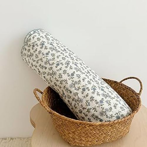 BuLuTu 100% Cotton Muslin Toddler Blanket for Girls Boys Shabby Chic Blue Floral Baby Blanket Soft Lightweight Toddler Bed Blankets Gauze Cotton Crib Quilt, 1 pc, 47"x51"