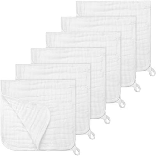 Accmor 6 Pack Muslin Burp Cloths 100% Cotton 20''x10'' Large Extra Soft and Absorbent Baby Burping Cloth for Boys Girls