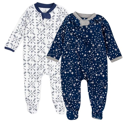 HonestBaby Baby Sleep N' Play One-Piece Zip-Front Footed Organic Cotton Pajama Sleeper