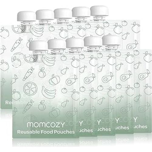 Momcozy Reusable Baby Food Pouches for Toddlers,BPA Free Plastic,Food Safe,Freezer Safe,Refillable for Applesauce Yogurt & Puree Squeeze Pouch,10 packs,5oz