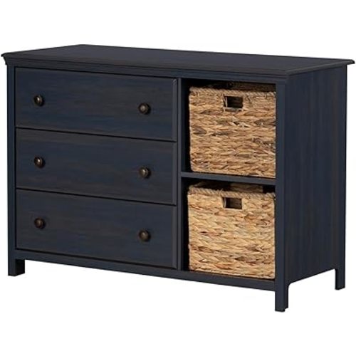 South Shore Cotton Candy 3-Drawer Dresser with Baskets-Blueberry