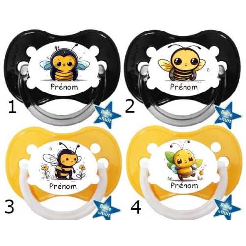 Personalized Bee Baby Pacifiers with Name PAN033