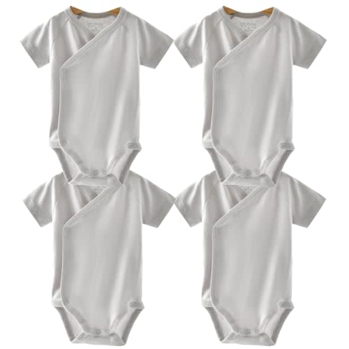 Baby Boys Girls Short Sleeves Kimono Clothes Cotton Baby Side-Snap Bodysuit Pack of Baby Layette Set