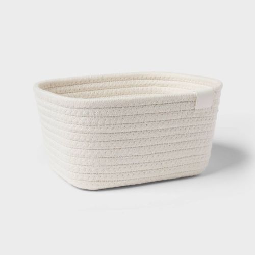 Coiled Rope Basket Blue - Brightroom™: Rectangle, Polyester & Cotton, 4" H x 8" W x 6" D, Spot Clean