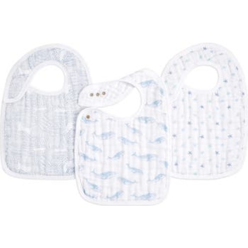 3-Pack Classic Organic Cotton Muslin Snap Bibs