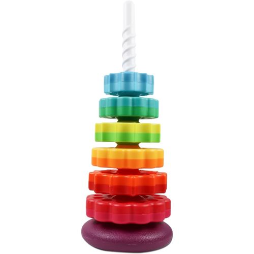 Spinning Toy – Premium Stacking Toy for Kids - One Year Old Stacking Toys – Strong ABS Plastic – Rainbow Spinning Wheel Toy – Fun and Engaging Brain Development Toys for Kids