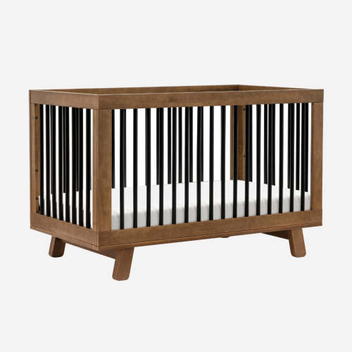 Hudson Convertible Crib - Natural Walnut/Black