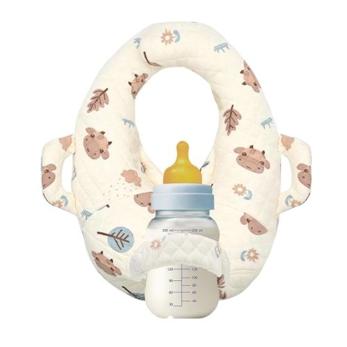 Baby Bottle Holder Hands Free, Bottle Holder for Baby Self Feeding with Adjustable Strap, Bottle Propper for Kids, Nursing Pillow for Breastfeeding, Self Feeding Cushion, Leaf