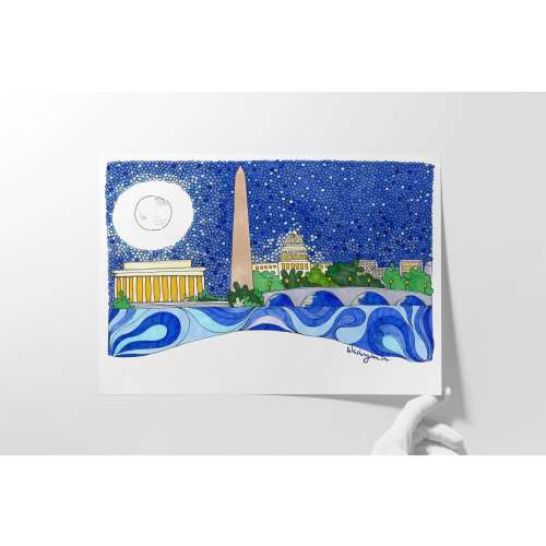 Washington DC Art Print - Kennedy Center View, Ideal for Cubicle Decor & Office Wall Art
