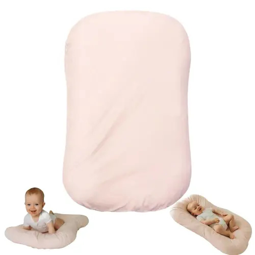 Aila + Aiden Baby Lounger | Organic Cotton Infant Lounger | Adjustable & Portable Floor Lounger | Supervised Use | Soft, Breathable, Washable Cover - Snuggle Collection - (Pink)