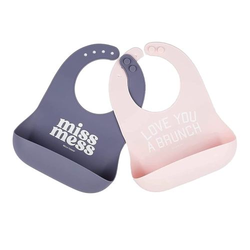 Baby Bib for Eating by Bella Tunno, Waterproof Silicone Bib with Large Food Catcher, Adjustable Fit for Babies 4-12 months & Toddlers 1-3 Years, Boys & Girls, Oh Hey Sunshine