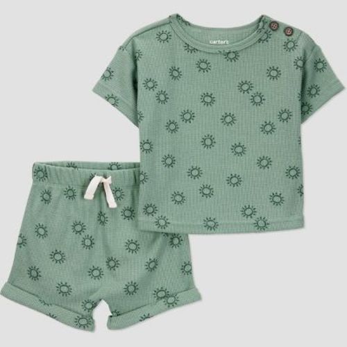 Carter's Just One You®️ Baby Boys' Suns Thermal Top & Bottom Set - Green Newborn