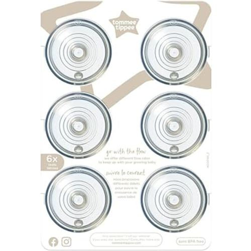 Tommee Tippee Natural Start Baby Bottle Nipples, Medium Flow, 3+ Months, Breast-Like for a Natural Latch, Anti-colic Valve, Soft Silicone, Pack of 6