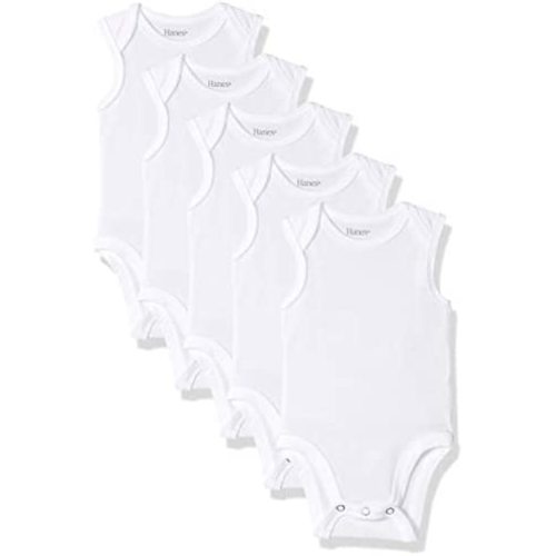Hanes 6-12 mos unisex-baby Hanes Baby Bodysuits, Ultimate Flexy Sleeveless for Boys & Girls, 5-pack