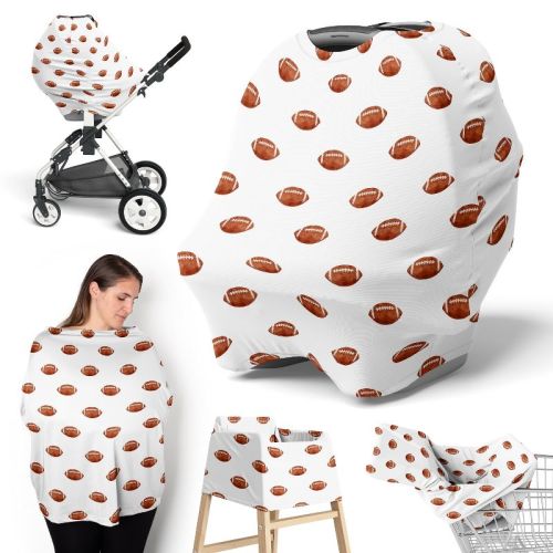 Sweet Jojo Designs Boy 5-in-1 Multi Use Baby Nursing Cover Watercolor Sports Theme Brown and White