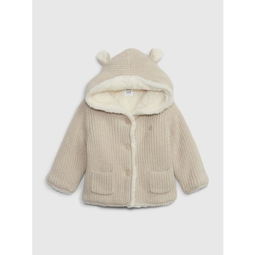 Baby Sherpa Sweater Hoodie in bedrock beige