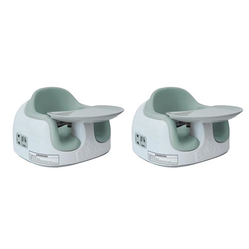 Bumbo 2 Pack 3-in-1 Multi-Seat for 6 to 36 Months, Travel Baby Feeding & Play Floor Seat, Portable Booster with Tray & Toddler High Chair, Agave