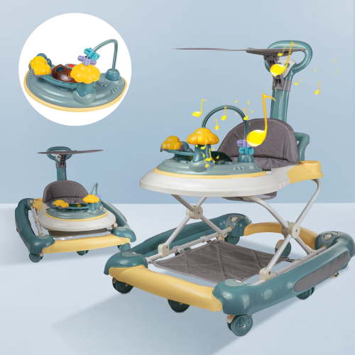 EONROACOO 5-in-1 Walker, Activity Center for Toddlers with Handle, Adjustable Height, Rolling Wheels, Green