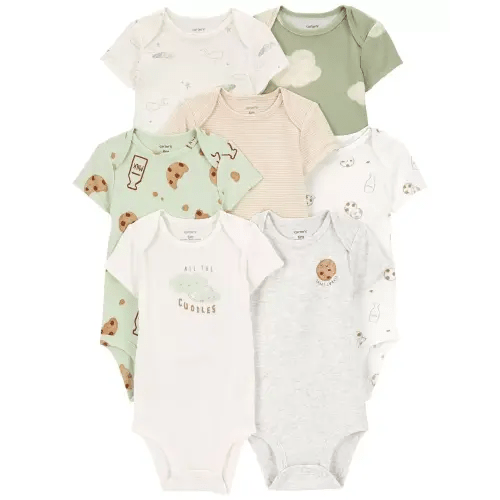 Baby 7-Pack Milk & Cookies Short-Sleeve Bodysuits - 6M or 9M - Multi