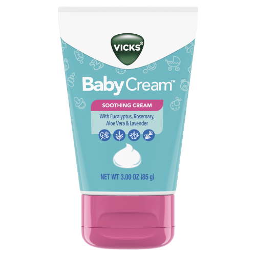 Vicks Baby Cream, Soothing Non-Medicated Vapor Cream for Babies with Aloe Vera, 3 Oz