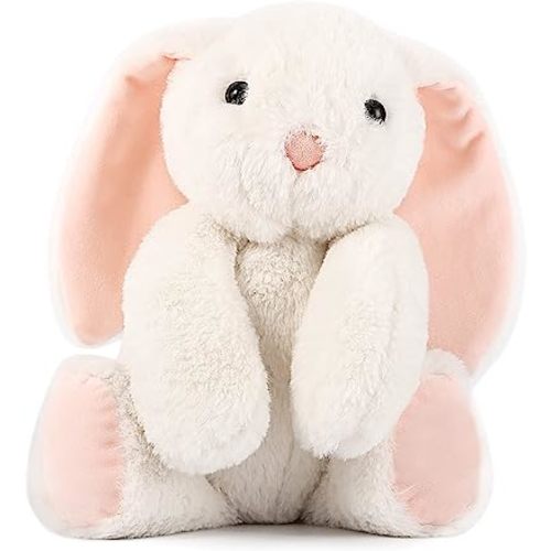 TCBunny Baby Bunny Bedtime Stuffed Animal Plush Toy Easter Stuffer Gifts for Girls, Boys, Kids 11" (White)