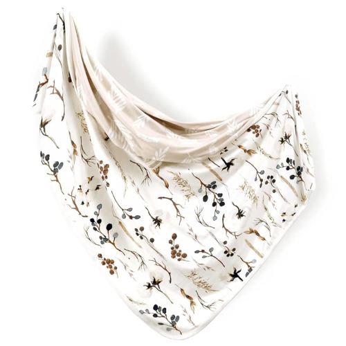 GRSSDER Baby Blankets Super Soft Jersey Knit Swaddle Blanket for Baby Girls and Boys, Double Layer Reversible Receiving Blankets 34 x 44 Extra Large for Swaddling, Stylish Pretty Flora, Beige