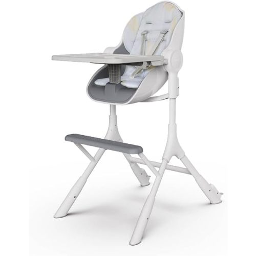 Oribel Cocoon Z High Chair & Recliner | High Chair + Seat Liner Combo Set, Ice Grey | Newborn to Toddler | Easy Move Gliders | Convertible for Napping & Feeding | No Tools Adjust | Easy to Clean