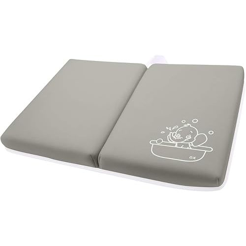 Bath Knee Pad - 1.5inch Extra Thick Bath Kneeling Pad Non-Slip Rubber - Foldable Bathtub Knee Mat Large Safety Bath Kneeler Pad for Baby Bathtime, Garden Work, Exercise - Gray