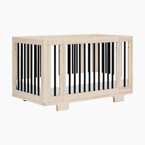 Yuzu 8-in-1 Convertible Crib with All-Stages Conversion Kits - Washed Natural / Black