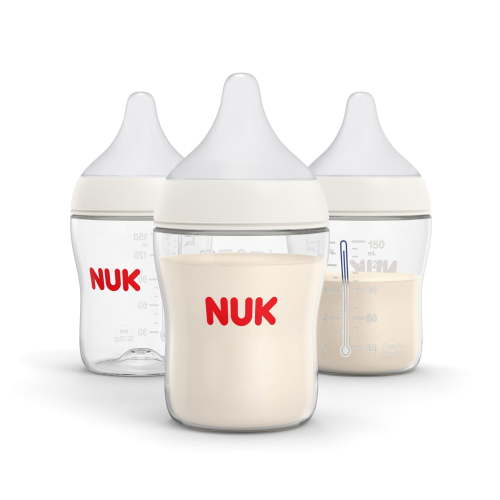 NUK Perfect Match Anti-Colic Baby Bottle, Slow Flow Silicone Nipple, 5 oz, 3-Pack