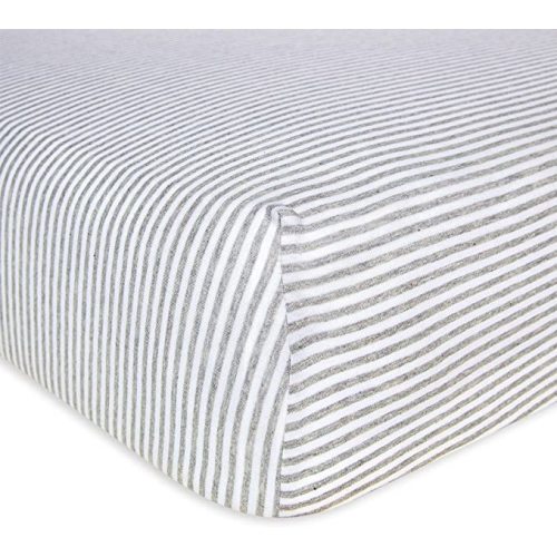 Burt's Bees Baby - Fitted Crib Sheet, Boys & Unisex 100% Organic Cotton Crib Sheet For Standard Crib and Toddler Mattresses (Heather Grey Thin Stripes) - Heather Grey Stripes
