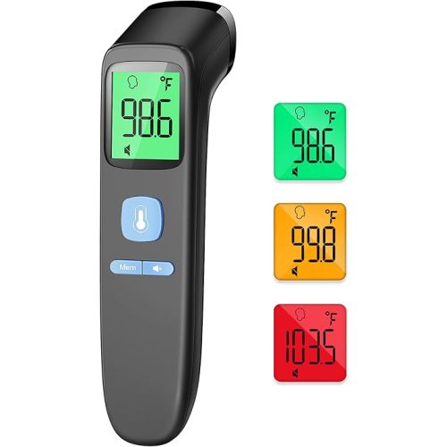 ANMEATE No-Touch Forehead Thermometer for Adults, Infrared Digital Thermometer for Kids, Touchless Baby Thermometer, Accurate Reading with Large Display, Mute Mode, Memory Recall, Fever Alarm