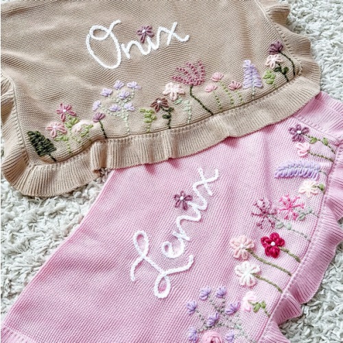 Heavy-Duty Hand-Knitted Floral Name Blanket – KnittyBaby