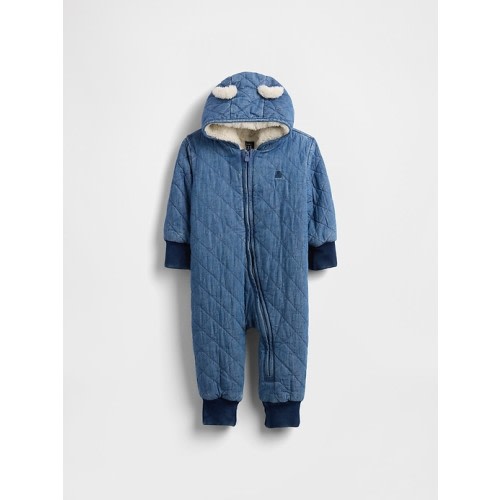 Baby Quilted Denim Cozy One-Piece | Gap