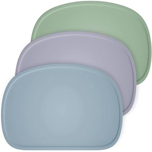 Cuddle Campus Set of 3 Silicone Placemats with Raised Edges for Kids,Toddlers,Babies, Non-Slip Dinning Table Mat, Baby Eating Mat, Food Mat