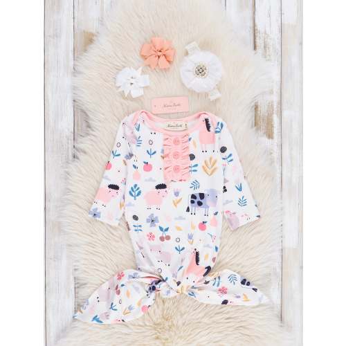 Peach Farm Days Ruffle Knot Gown