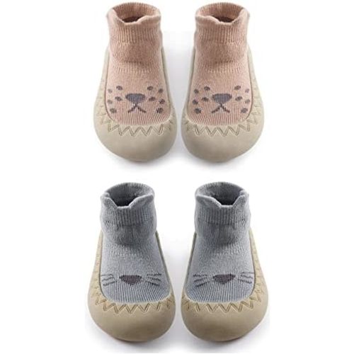 Baby Toddler Non-skid Sock Shoes Non Slip Floor Slipper for Boys Girls First Walking 2 Pairs