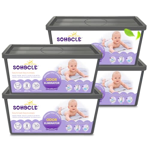 SOHBCLE Refills Compatible with Genie Easy Roll Signature Diaper Pail and Platinum Diaper Pail, Upgraded 120 Bags Hold up to 5600 Newborn Diapers, Extra Thickness Powerful Odor Control, Plant Scented