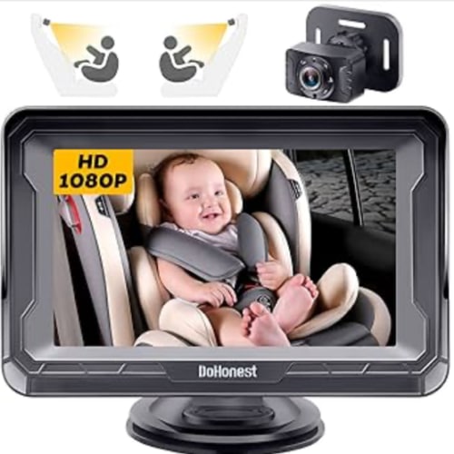 DoHonest Baby Car Camera HD 1080P - Rear-Facing Car Baby Monitor with Night Vision, Adjustable View Angle, Easy Setup, Anti-Glare Display, Safety for Kids & Infants
